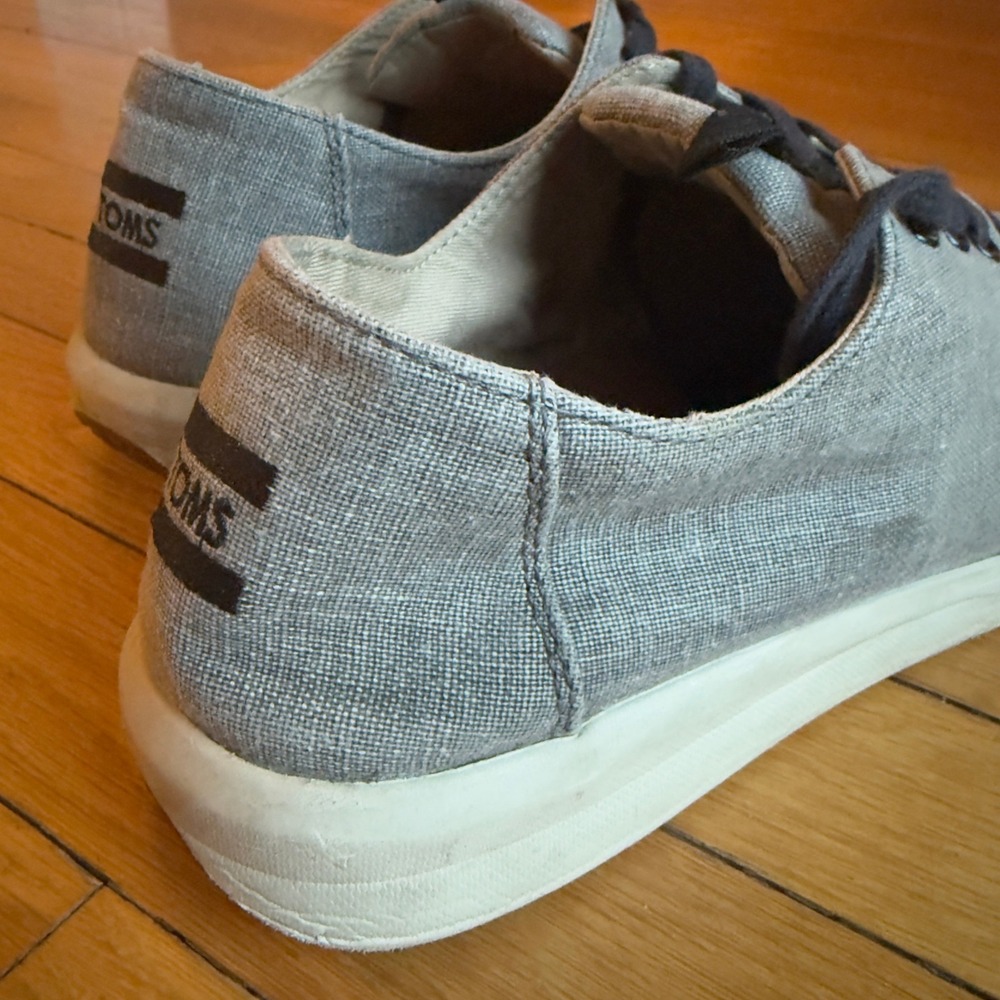 Toms Del Rey Mens Grey Chambray Linen Lace Up Sneakers Size 11 10011628 - Picture 5 of 12